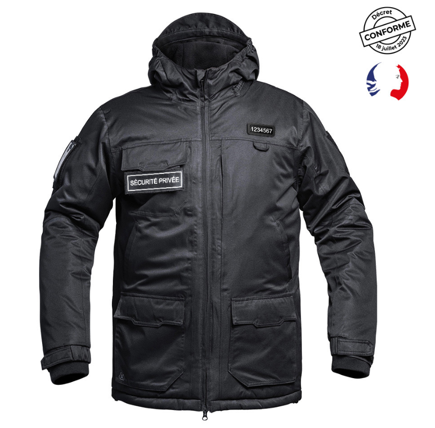 Parka Hardshell SÉCU-ONE WF 150 flap Sécurité Privée noir