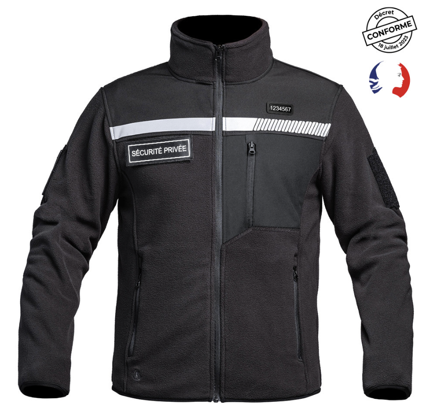 Veste Polaire SÉCU-ONE HV-TAPE Sécurité Privée noir