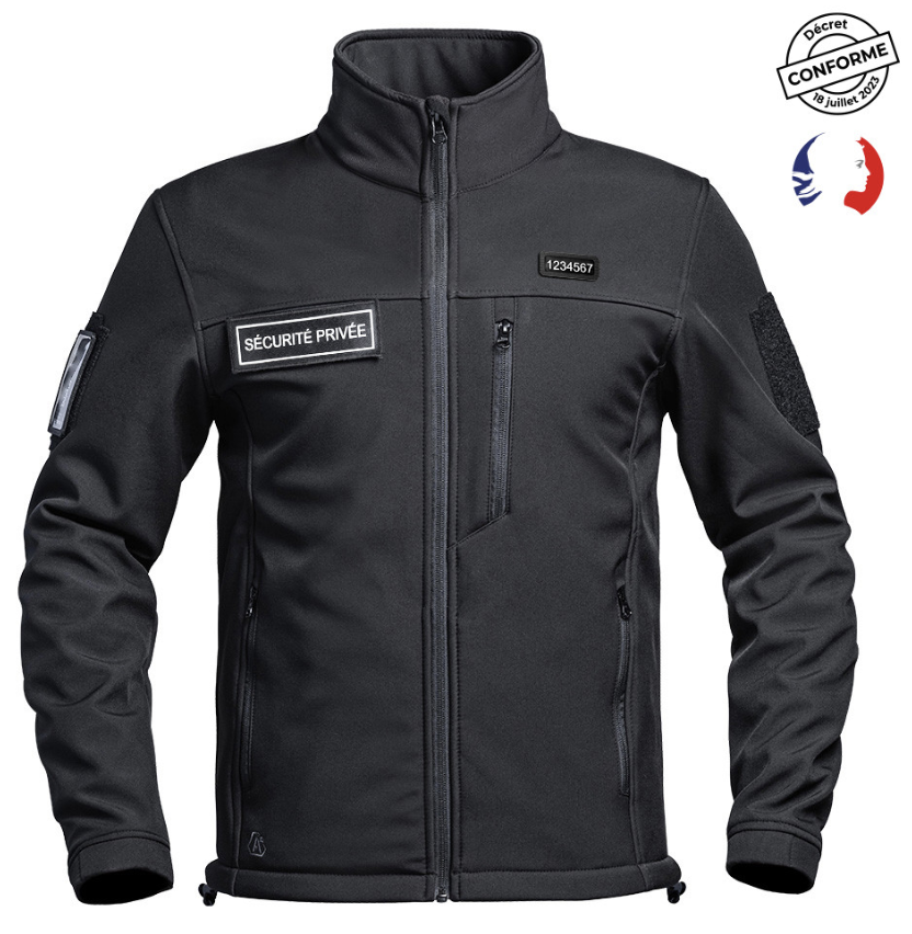 Veste Softshell SÉCU-ONE flap Sécurité Privée noir