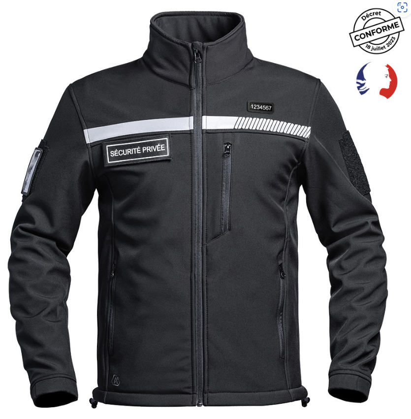 Veste Softshell SÉCU-ONE HV-TAPE Sécurité Privée noir